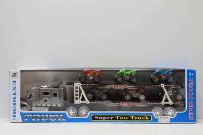 FRICTION TRUCK W/6 FREE WAY MOUNTAIN MOTORCYCLE & LIGHT & MUSIC - HP1042998
