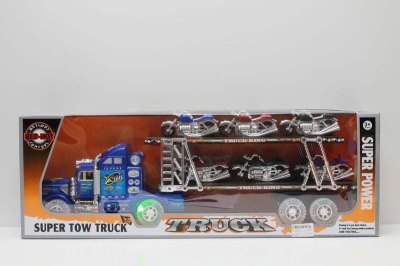 FRICTION TRUCK W/6 FREE WAY MOTORCYCLE & LIGHT & MUSIC - HP1043000