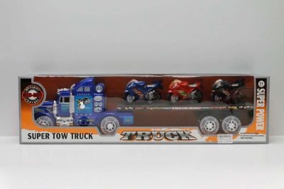 FRICTION TRUCK W/3 FREE WAY MOTORCYCLE & LIGHT & MUSIC - HP1043001
