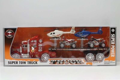 FRICTION TRUCK W/2 FREE WAY MOUNTAIN MOTORCYCLE & 2FREE WAY HELICOPTER & LIGHT & MUSIC - HP1043005