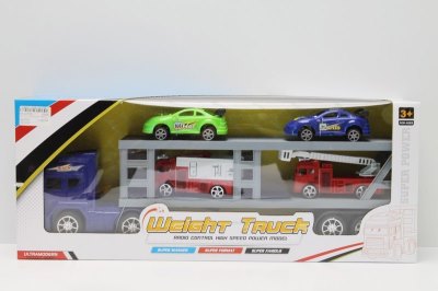 FRICTION TRUCK W/2 FREE WAY CAR & FIRE ENGINE RED/BLUE - HP1045776