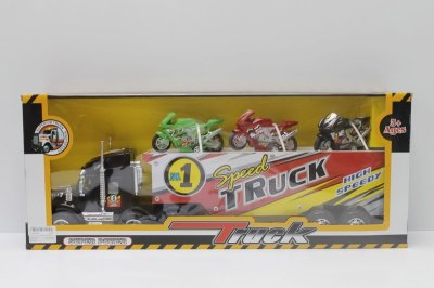 FRICTION TRUCK W/ 3 MOTORCYCLE RED/BLEU/BLACK - HP1046262