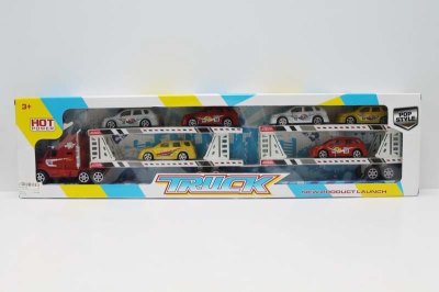 FRICTION TRUCK W/6 FREE WAY CAR  RED/BLUE/BLACK - HP1047394