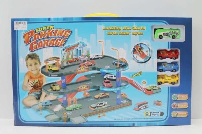 RAIL PARKING LOT W/1 FREE WAY BUS & 3 DIE CAST CAR - HP1047645