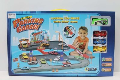 RAIL PARKING LOT W/1 FREE WAY BUS & 3 DIE CAST CAR - HP1047646