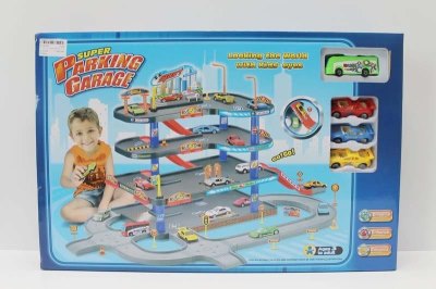RAIL PARKING LOT W/1 FREE WAY BUS & 3 DIE CAST CAR - HP1047647