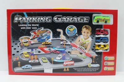 RAIL PARKING LOT W/1 FREE WAY BUS & 3 DIE CAST CAR - HP1047650