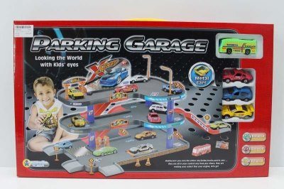 RAIL PARKING LOT W/1 FREE WAY BUS & 3 DIE CAST CAR - HP1047652