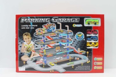 RAIL PARKING LOT W/1 FREE WAY BUS & 3 DIE CAST CAR - HP1047653