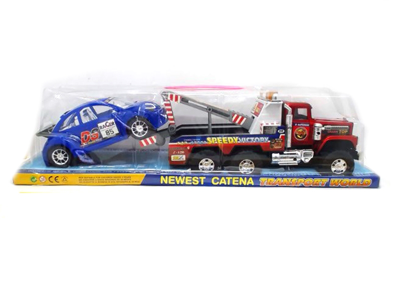 FRICTION TRAILER W/FRICTION CAR,RED/BLACK/BLUE - HP1047991