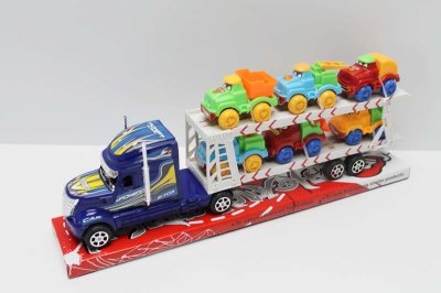 FRICTION TRUCK W//6 PULL BACK CONSTRUCTION CAR  RED/BLUE - HP1048095