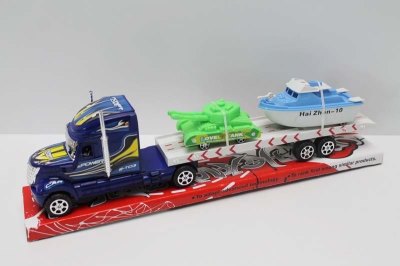 FRICTION TRUCK W//PULL BACK TANK & BOAT RED/BLUE - HP1048097