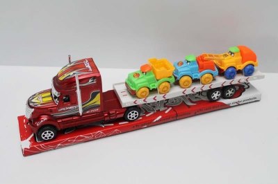 FRICTION TRUCK W//3 PULL BACK CONSTRUCTION CAR  RED/BLUE - HP1048099