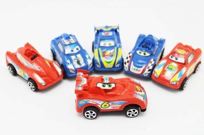 PULL BACK CARTOON CAR 12PCS 6ASST RED/BLUE/GREEN - HP1049351