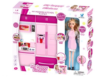 FREEZER & MICROWAVE OVEN & DOLL W/LIGHT & MUSIC & 3*AG13 BATTERIES - HP1053364