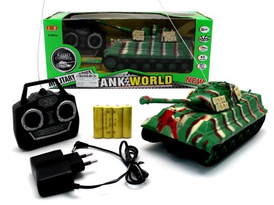 4 FUNCTION R/C BATTLE TANK W/LIGHT & MUSIC & CHARGER INCLUDED BATTERY ARMY GREEN/CAMOUFLAGE COLOR - HP1057672