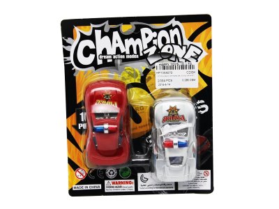 2PCS PULL BACK POLICE CAR RED/BLUE/BLACK/SILVER 4ASST - HP1058070