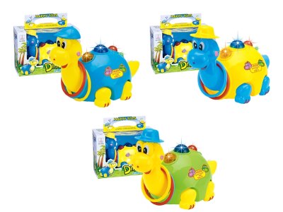B/O DINOSAUR W/LIGHT & MUSIC & BUMP AND GO，YELLOW/BLUE/GREEN - HP1058686