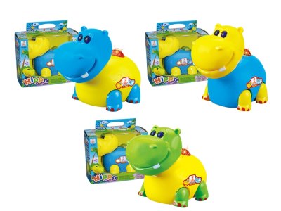 B/O CARTOON HIPPO W/LIGHT & MUSIC & BUMP AND GO，YELLOW/BLUE/GREEN - HP1058688