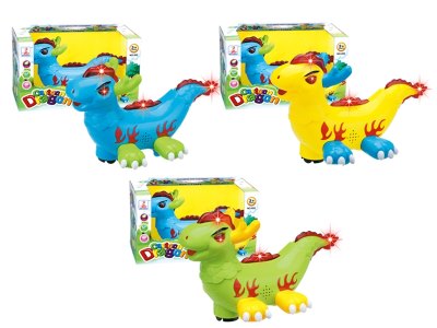 B/O CARTOON FAIRY DRAGON W/LIGHT & MUSIC & BUMP & GO，YELLOW/BLUE/GREEN - HP1058694