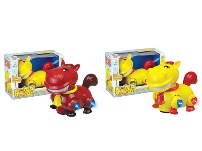 B/O CARTOON HORSE W/LIGHT & MUSIC & BUMP AND GO，YELLOW/RED - HP1058696