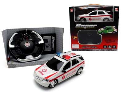 1:18 4 FUNCTION R/C POLICE CAR W/LIGHT RED/BLUE/WHITE - HP1059580