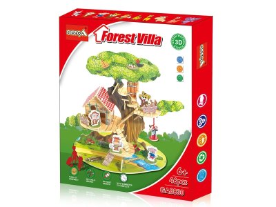 46PCS 3D木质立体拼图DIY森林别墅模型积木 - HP1063229