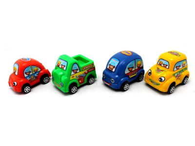 PULL BACK CARTOON CAR 4ASST RED/BLUE/GREEN/ORANGE - HP1067477