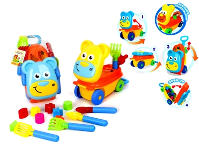 CARTOON BLOCK CAR W/BEACH SET YELLOW/BLUE - HP1067690