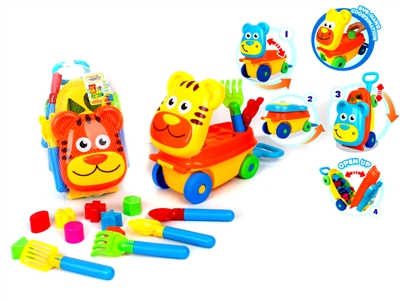 CARTOON BLOCK CAR W/BEACH SET YELLOW/ORANGE - HP1067691