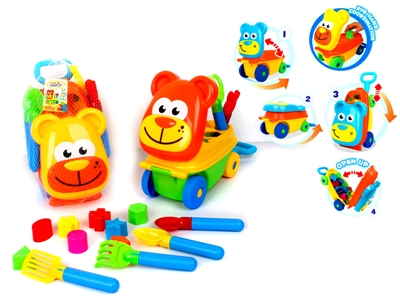 CARTOON BLOCK CAR W/BEACH SET YELLOW/ORANGE - HP1067692