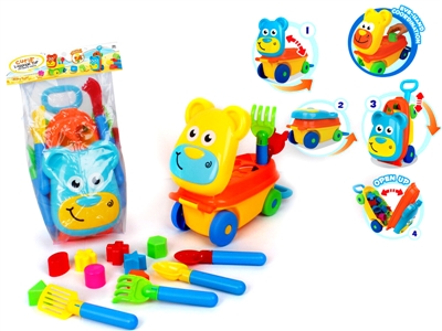 CARTOON BLOCK CAR W/BEACH SET YELLOW/BLUE - HP1067694