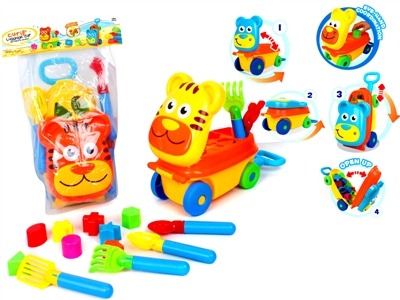 CARTOON BLOCK CAR W/BEACH SET YELLOW/ORANGE - HP1067695