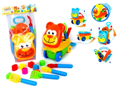 CARTOON BLOCK CAR W/BEACH SET YELLOW/ORANGE - HP1067696