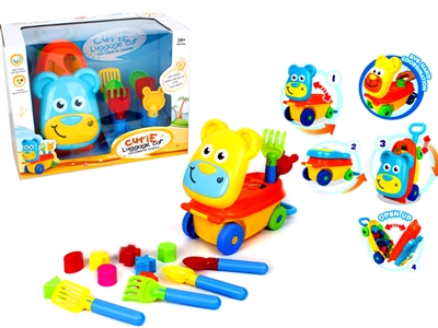 CARTOON BLOCK CAR W/BEACH SET YELLOW/BLUE - HP1067698