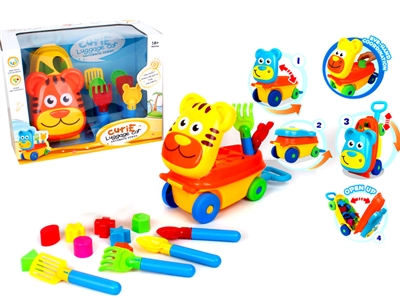 CARTOON BLOCK CAR W/BEACH SET YELLOW/ORANGE - HP1067699