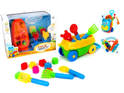 CARTOON BLOCK CAR W/BEACH SET YELLOW/ORANGE - HP1067701