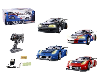 1：10 R/C CAR W/LIGHT & CHARGER RED/WHITE/BLACK/BLUE - HP1068373