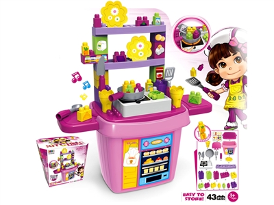 TOY BRICK AND KITCHEN SET W/LIGHT & MUSIC NOT INCLUDE BATTERY - HP1068442