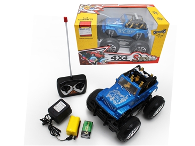 1:18 4FUNCTION R/C STUNT CAR W/LIGHT & MUSIC INCLUDED BATTERY RED/BLUE/YELLOW - HP1069398