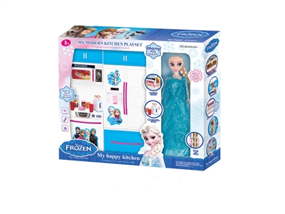 FREEZER & MICROWAVE OVEN & DOLL W/LIGHT & MUSIC & 3*AG13 BATTERIES - HP1070856