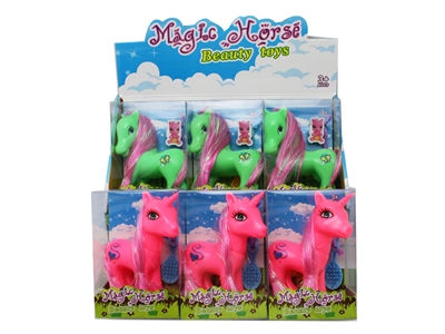 VINYL HORSE 2ASST.PINK/GREEN (6PCS/DISPLAY BOX) - HP1071826