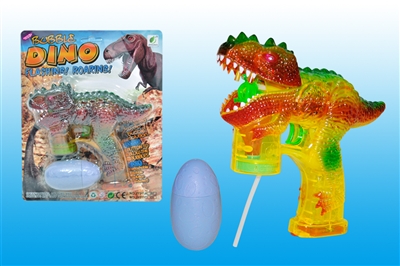 B/O TRANSPARENT DINOSAUR BUBBLE GUN W/MUSIC，6 LED，1 BOTTLE LIQUID - HP1072429