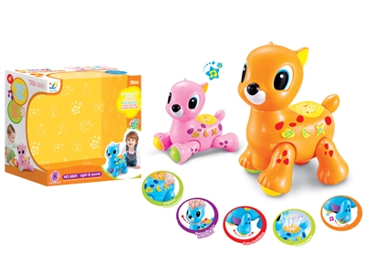 B/O BUMP AND GO DEER W/LIGHT & MUSIC（STAND & GLIDE) ORANGE/BLUE/PINK - HP1075018