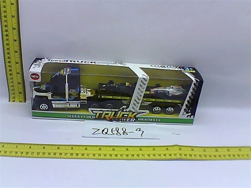 FRICTION TRUCK W/2 CAR BLACK/WHITE/RED - HP1082075