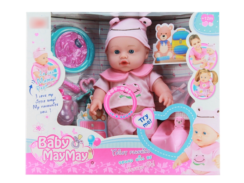 30CM PLASTIC BODY DOLL W/ACCESSORIES & LIGHT & 6 SOUNDS IC,3 COLORS,RED/BLUE/GREEN - HP1082676
