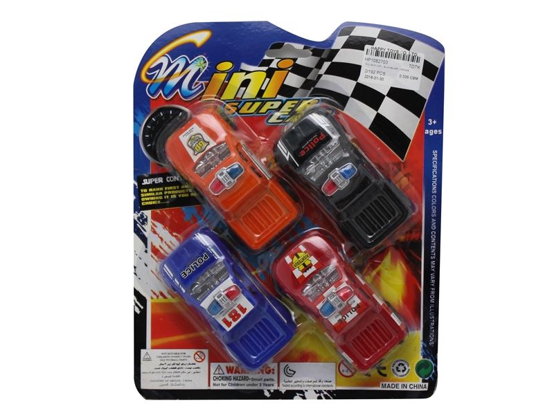 回力皮卡警车 4PCS,黑蓝红橙 - HP1082703