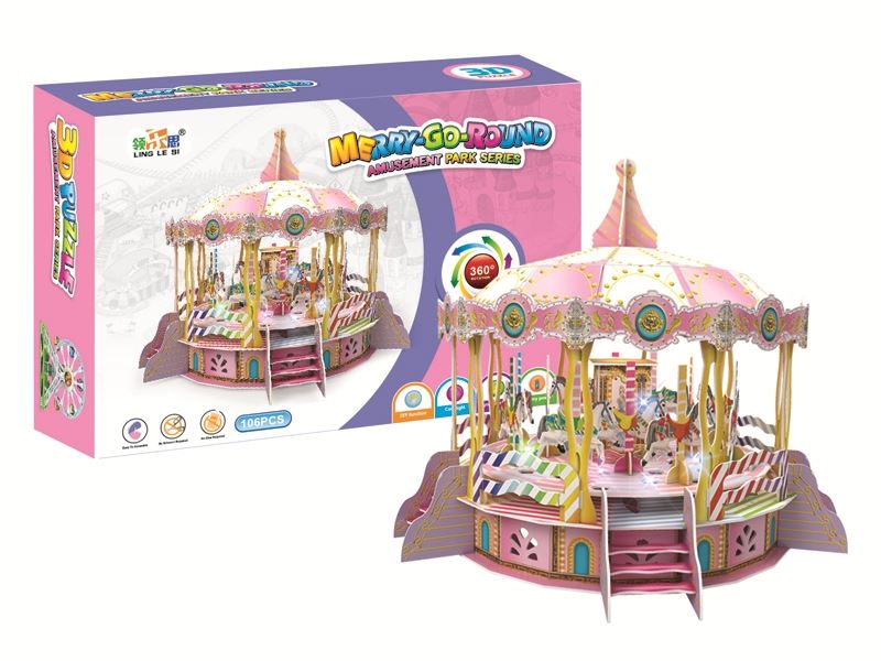 B/O CAROUSEL  W/LIGHT & MUSIC (3D PUZZLE)106PCS - HP1087226