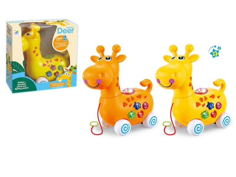 PULL LINE CARTOON DEER W/LIGHT & MUSIC & PROJECTION ORANGE/YELLOW - HP1089501