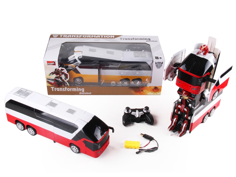 1:10 6 FUNCTION R/C TRANSFORMABLE BUS/FIGHTING ROBOT W/LIGHT,INCLUDED BATTERY RED/YELLOW - HP1089697